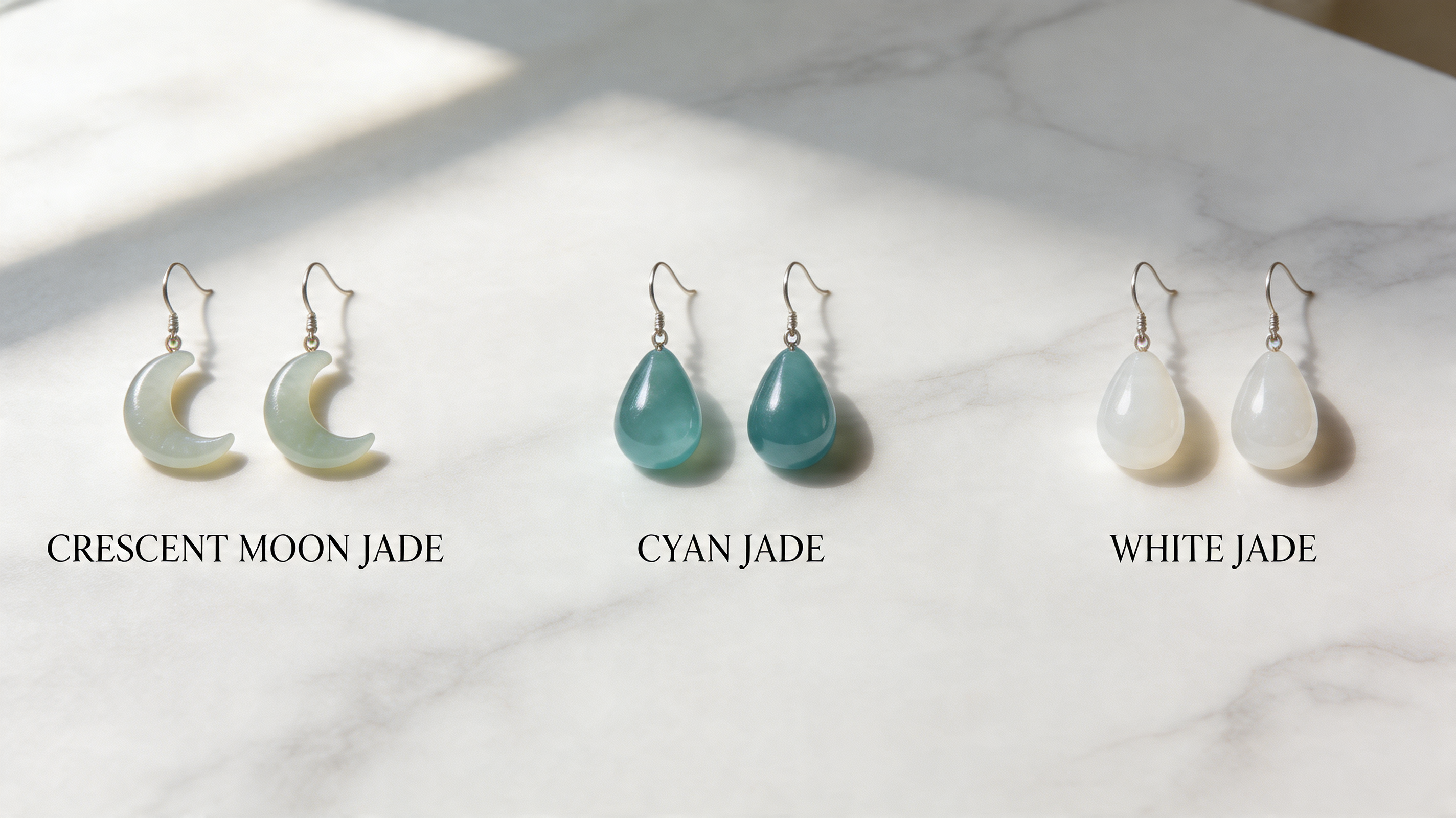 Jade Earrings UAE: Crescent Moon, Cyan & White Jade Prosperity Guide
