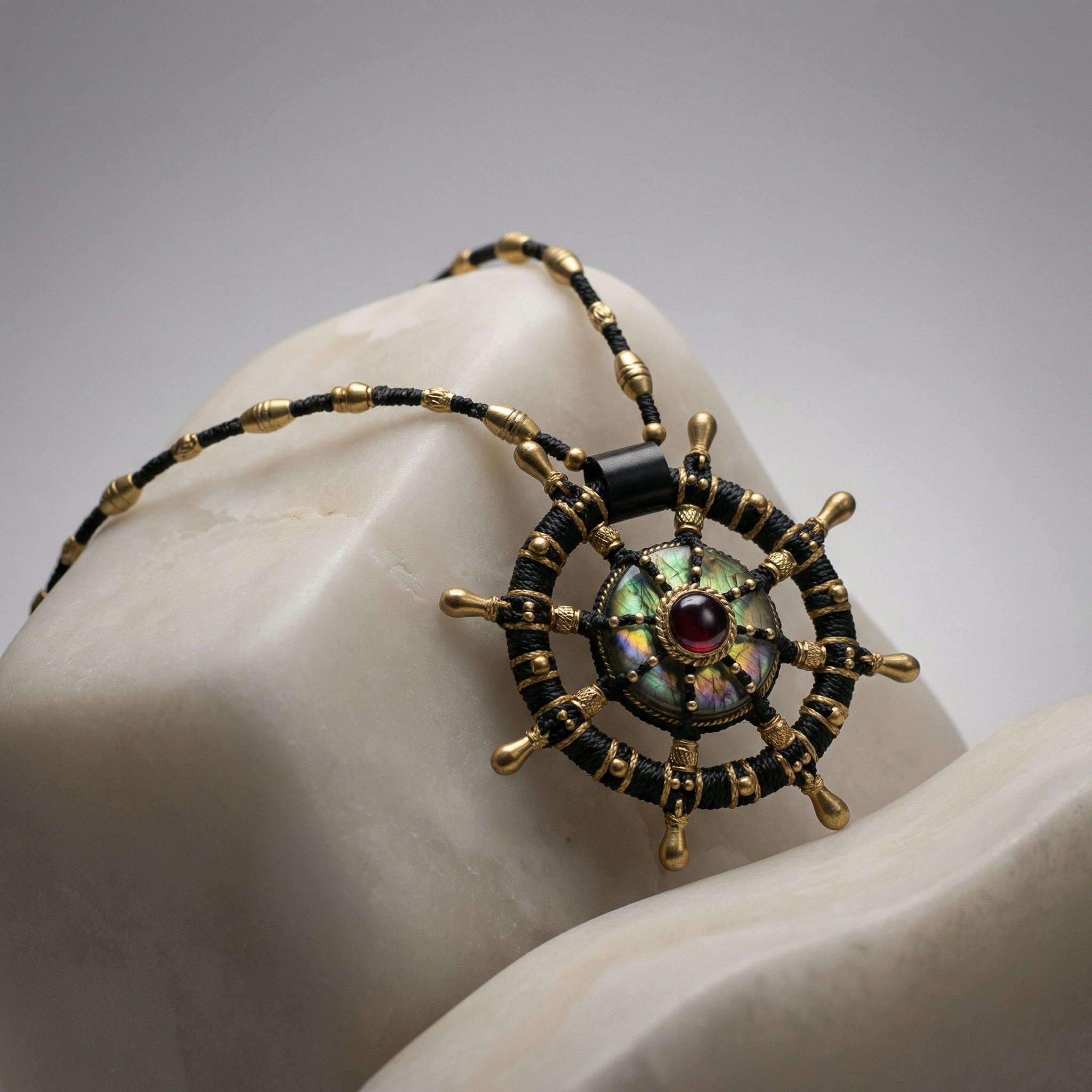 Dharma Wheel Macrame Necklace