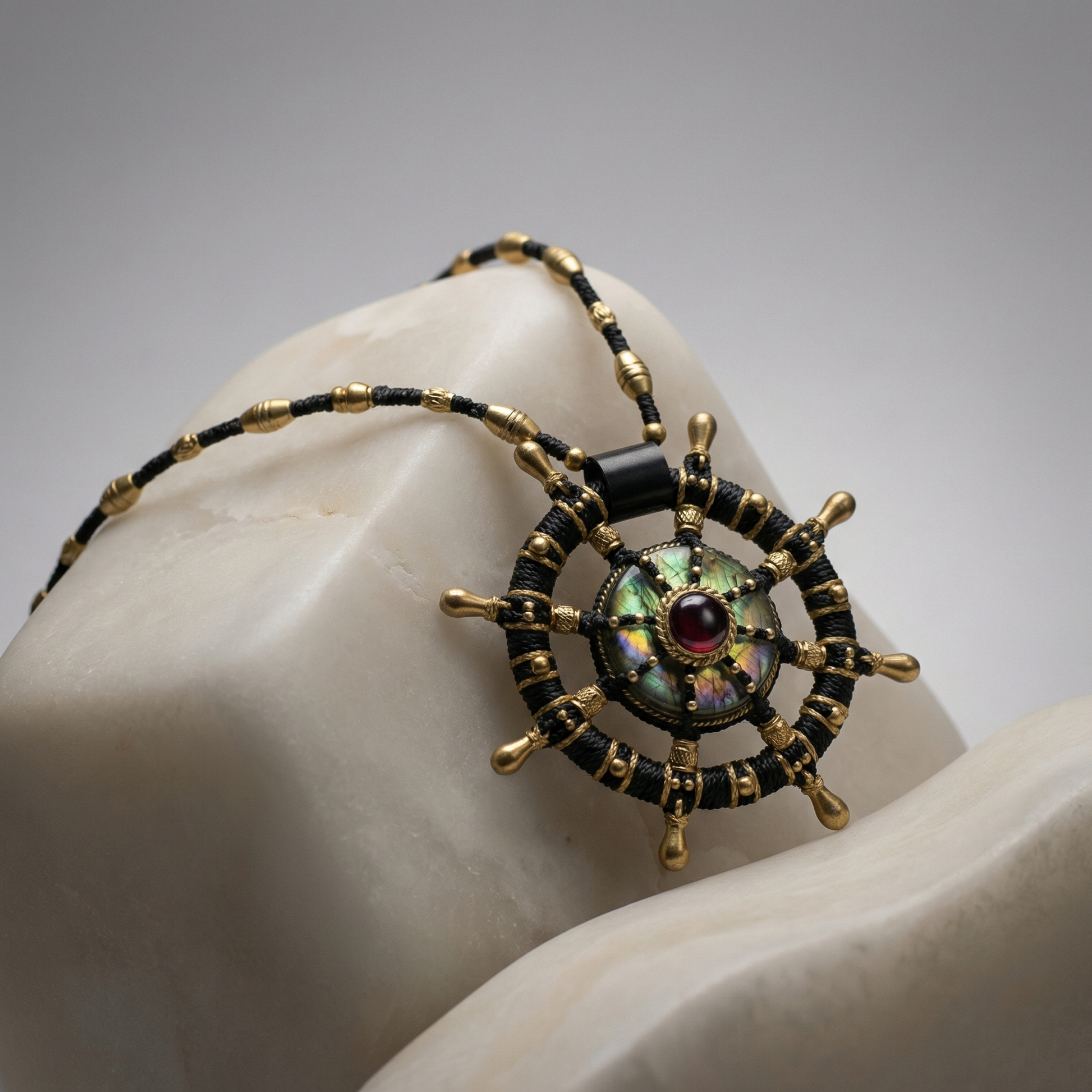 Dharma Wheel Macrame Necklace