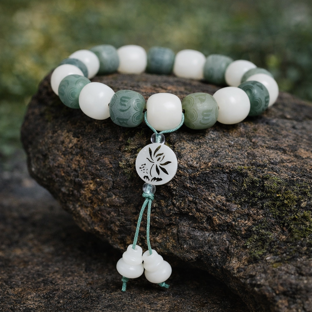 White Bodhi Six True Words Protection Bracelet