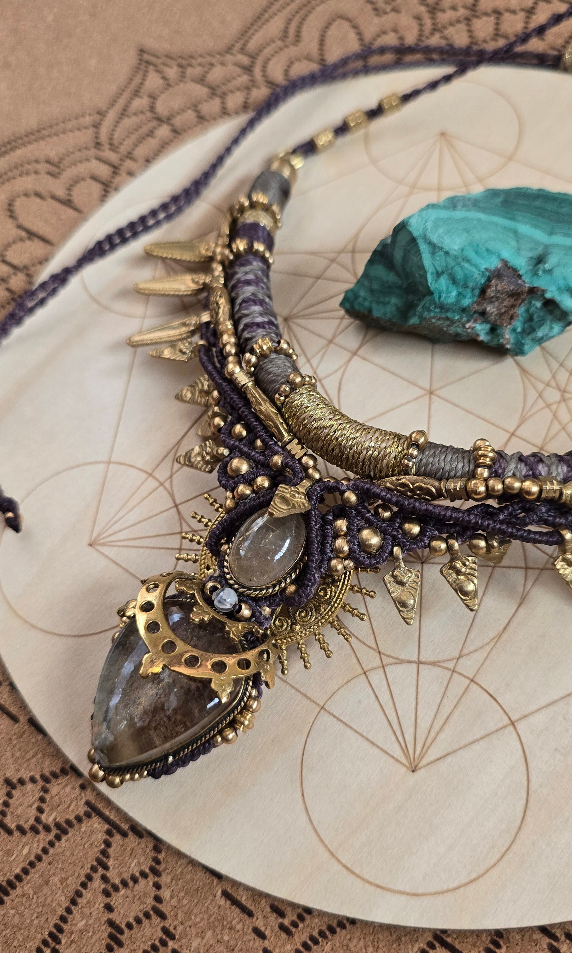 Earth's Golden Whisper Macrame Necklace