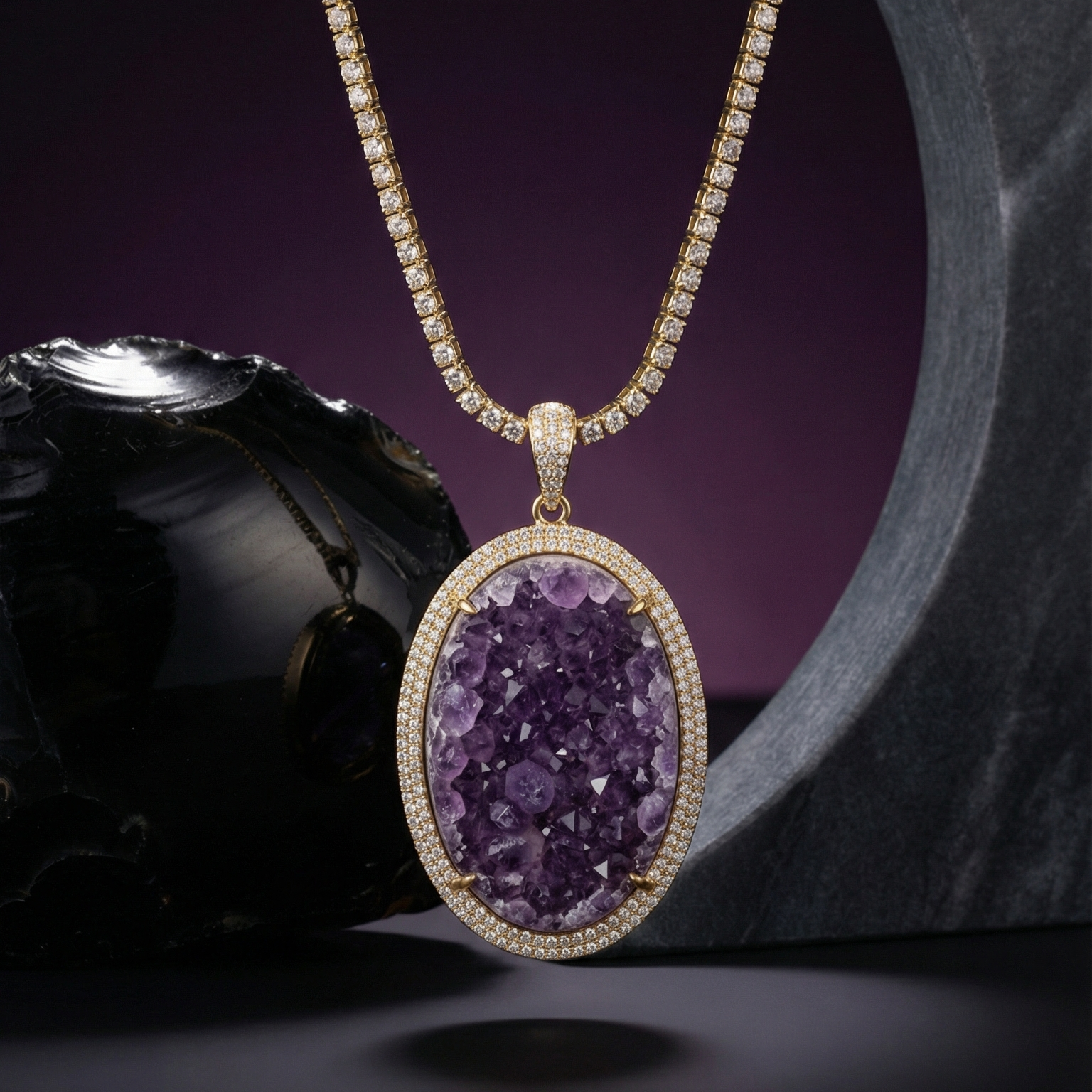 Majestic Amethyst Necklace - Gold Plated