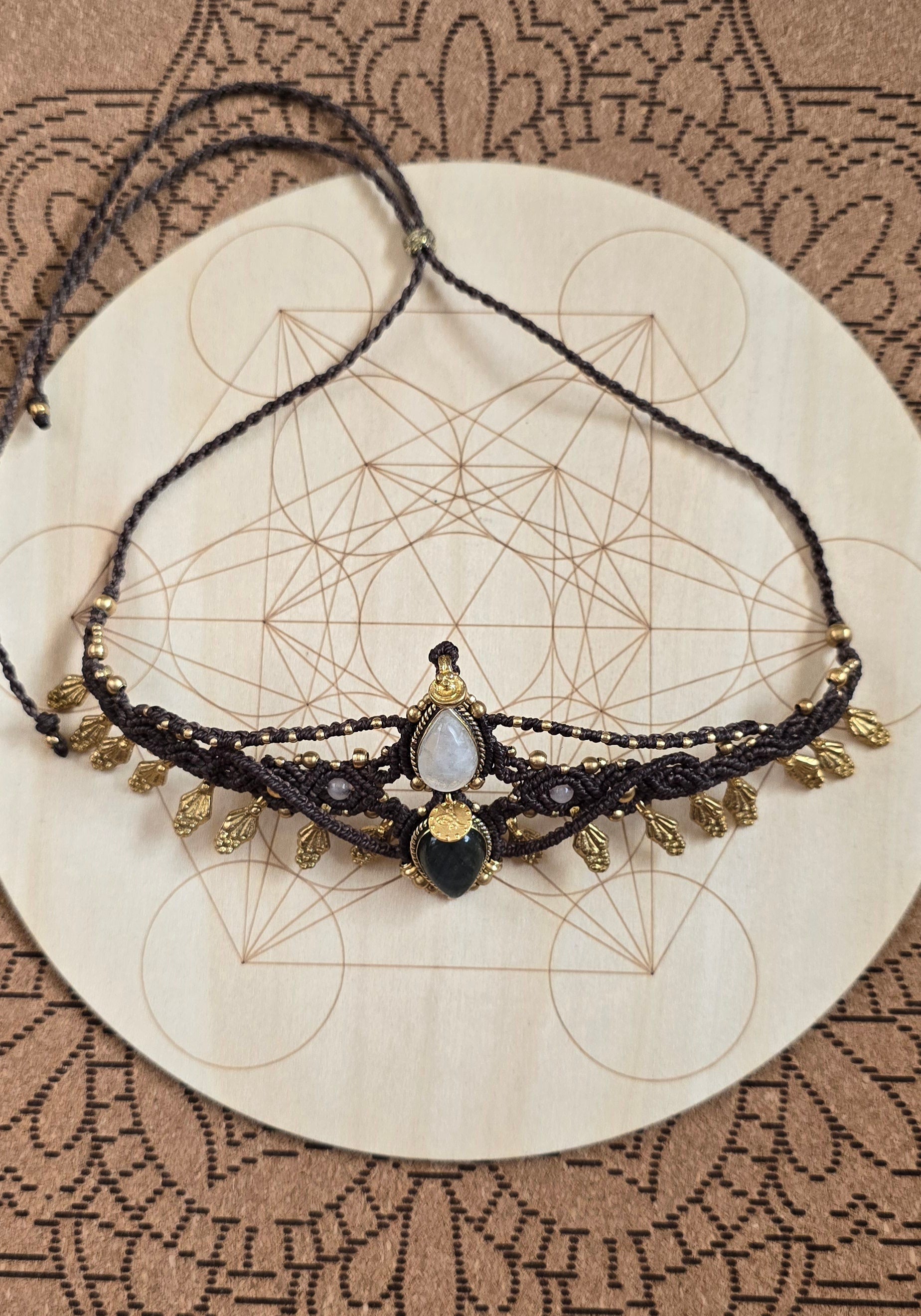 Moonstone & Labradorite Macramé Crown Jewel