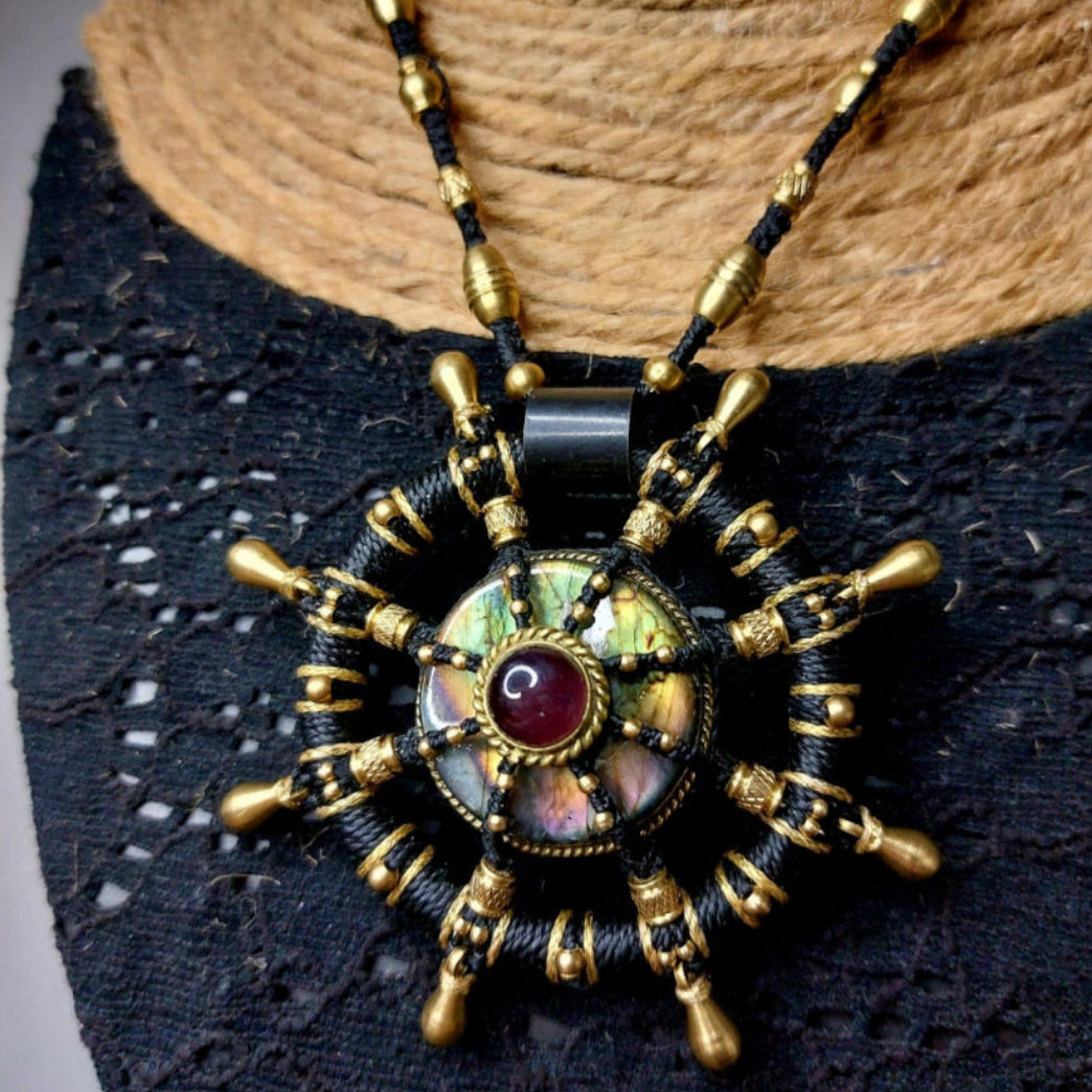 Dharma Wheel Macrame Necklace