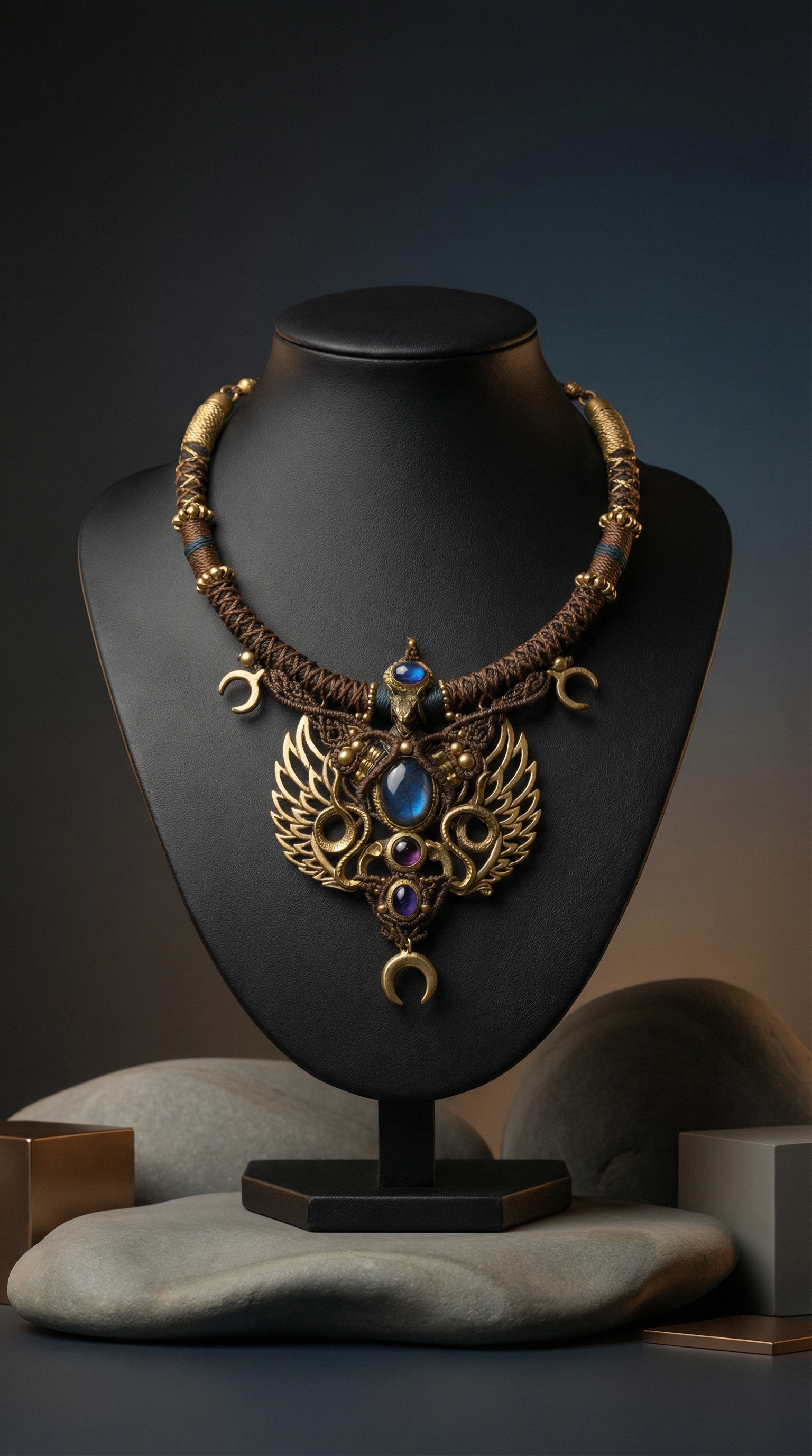 Aegis of the Moonfire Macrame Necklace