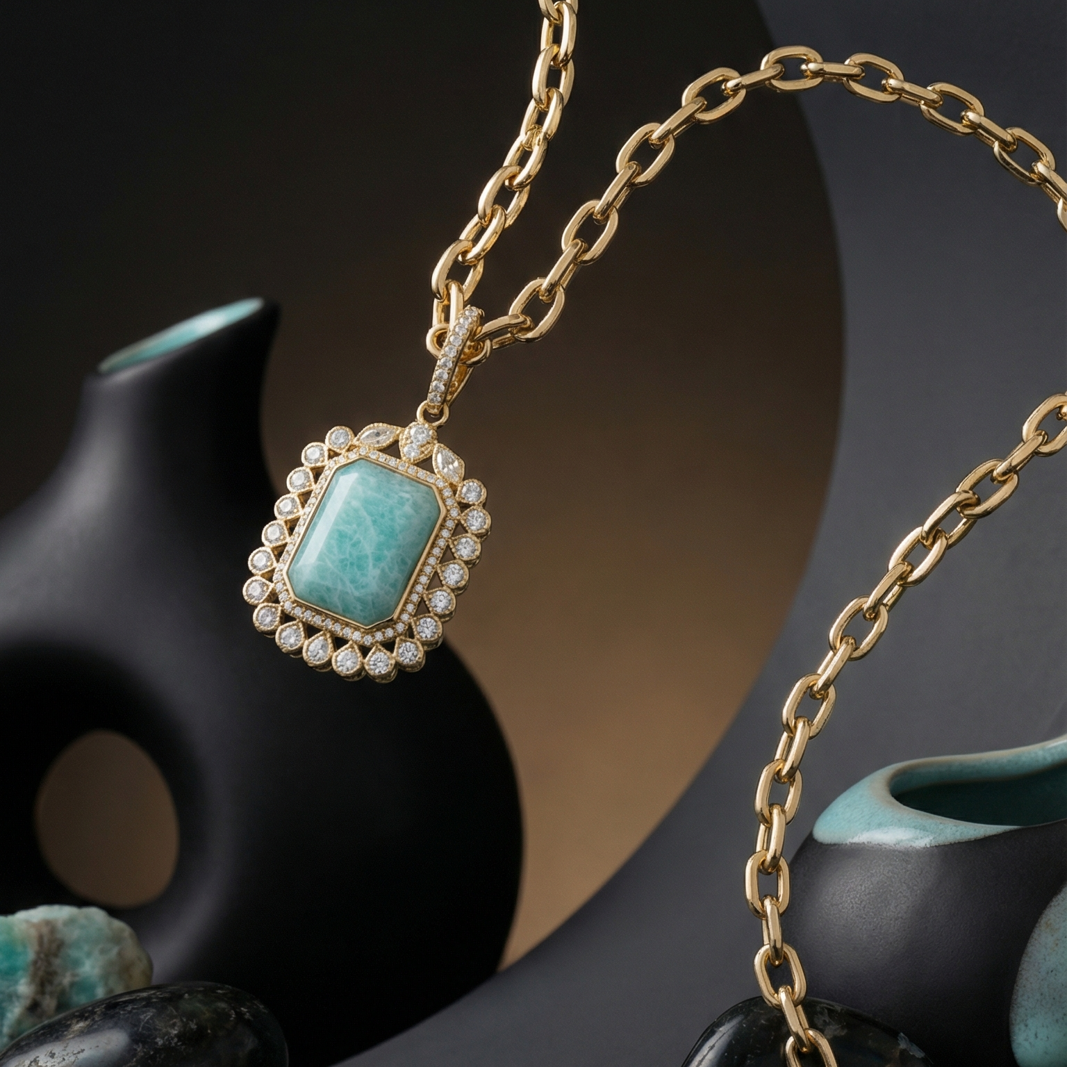 Amazonite Necklace - Gold Plated