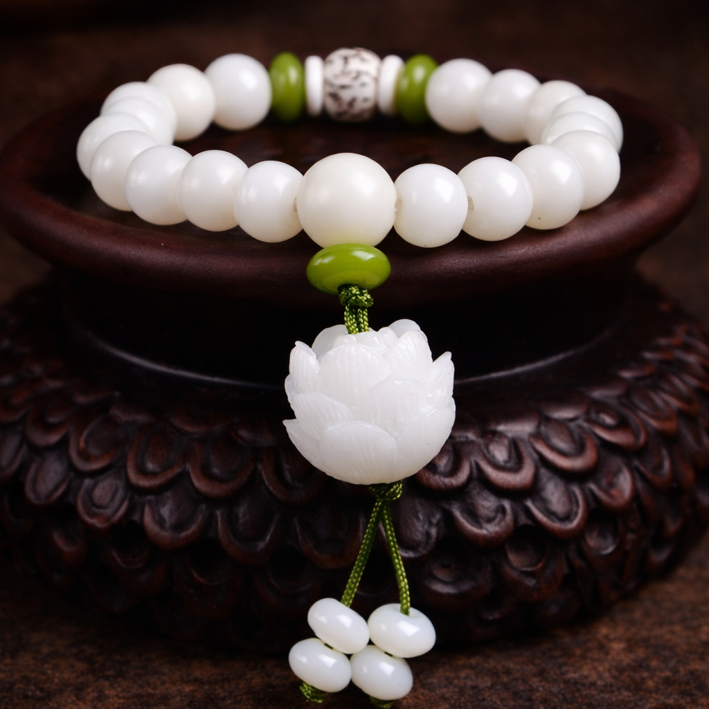 Lotus Natural White Bodhi Seed Luck Bracelet