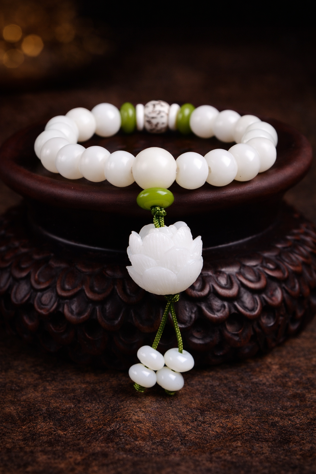 Lotus Natural White Bodhi Seed Luck Bracelet