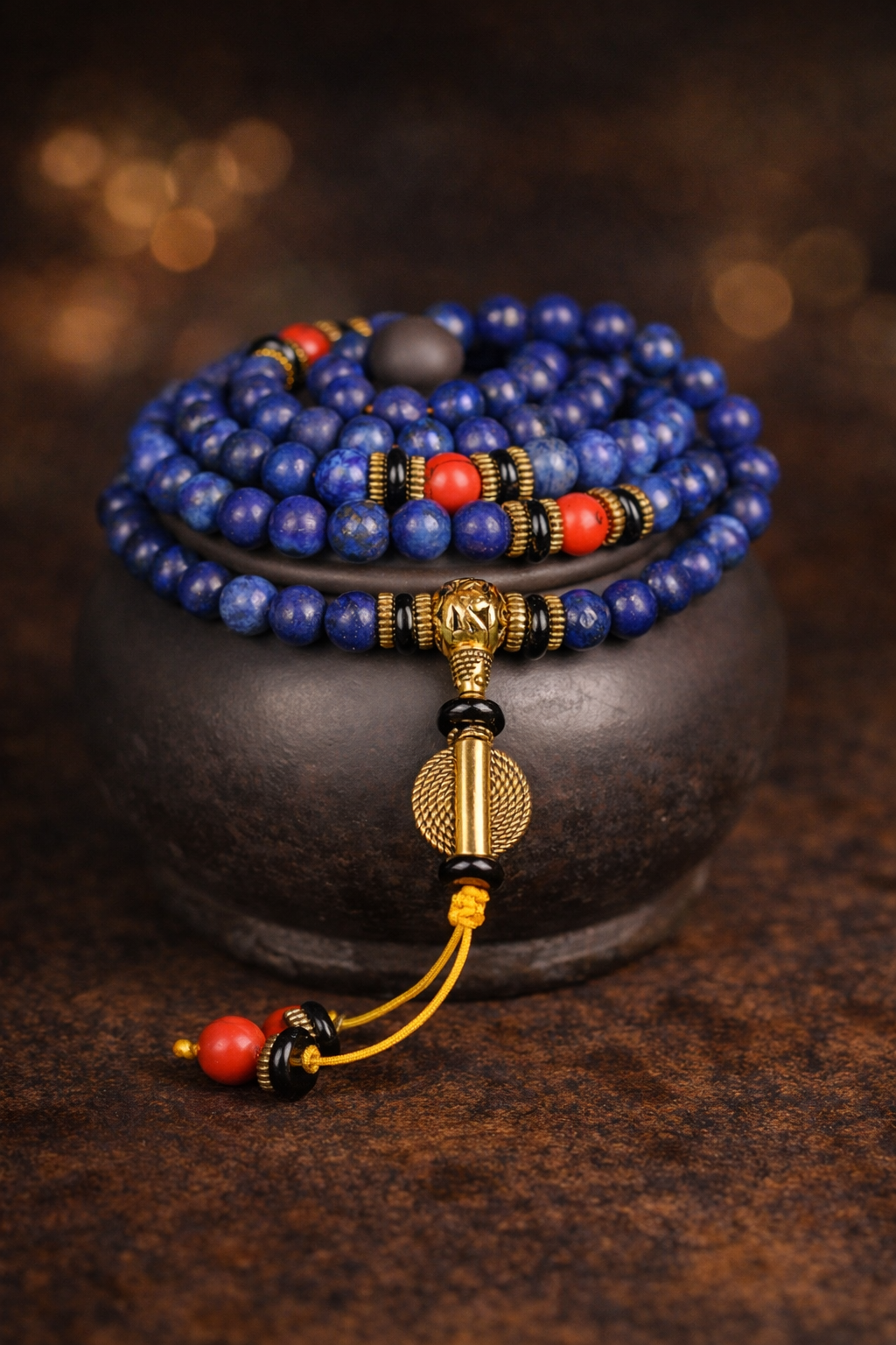 Tibetan Mala Lapis Lazuli