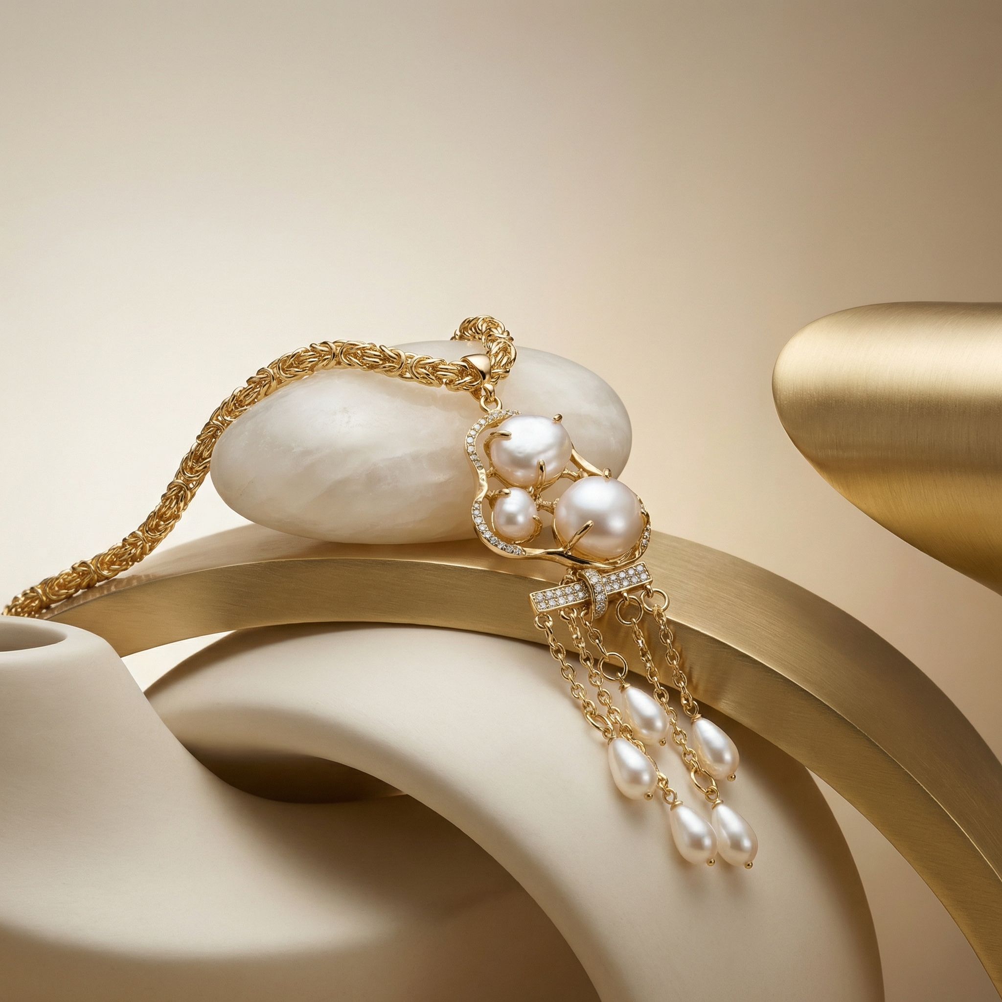 Gold - Plated Baroque Pearls Necklace