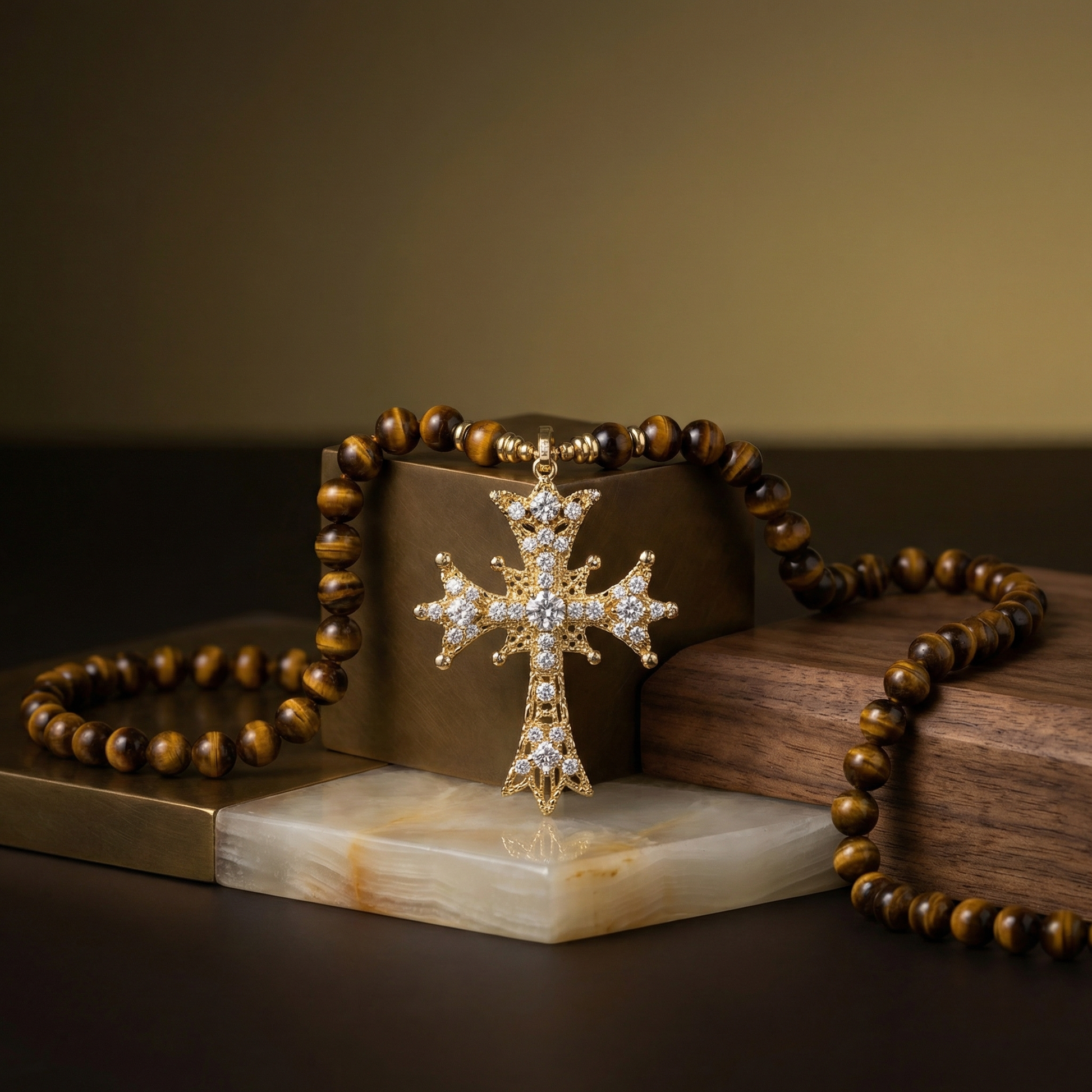 Tiger Eye Cross Necklace