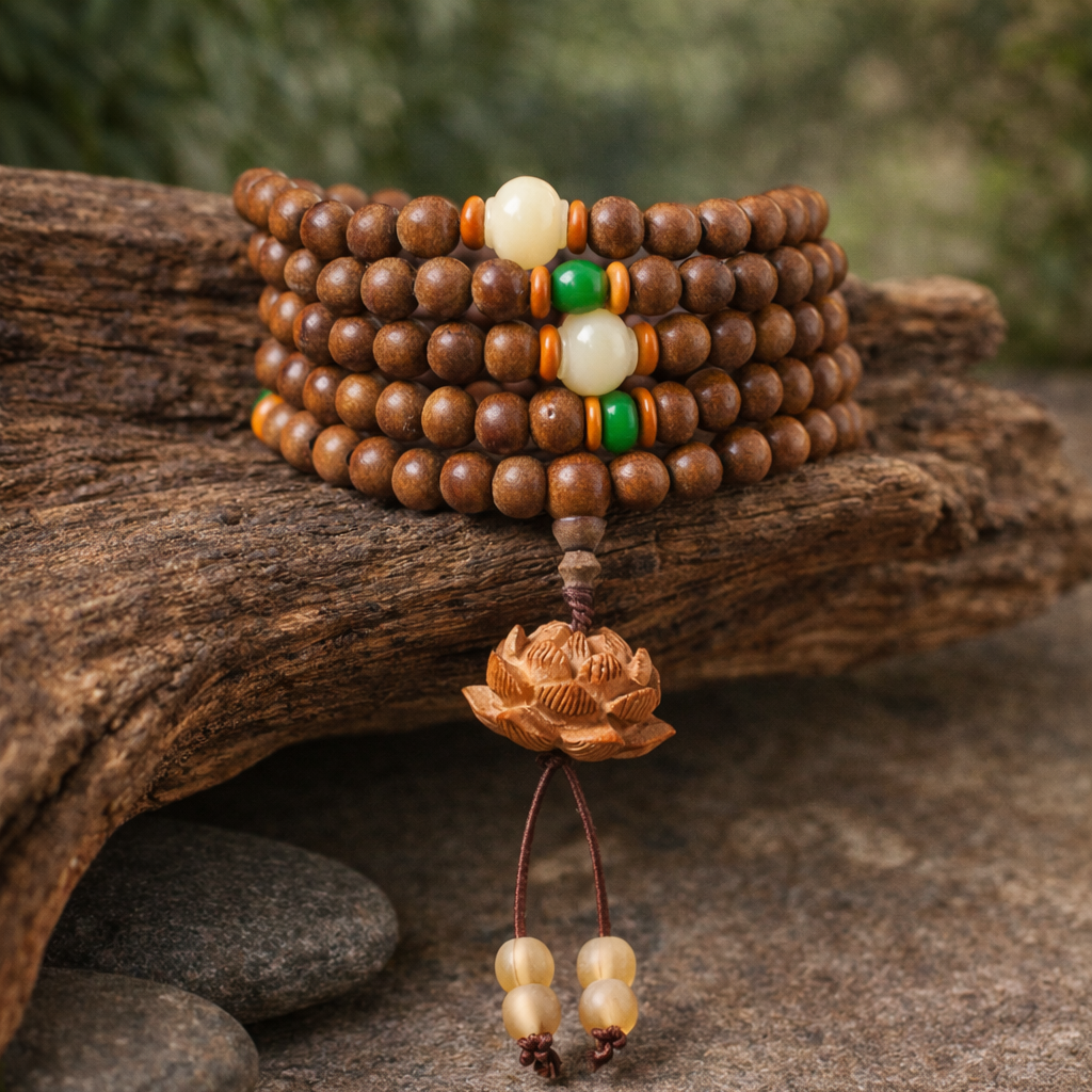 108 Mala Beads Peach Prayer Meditation Bracelet