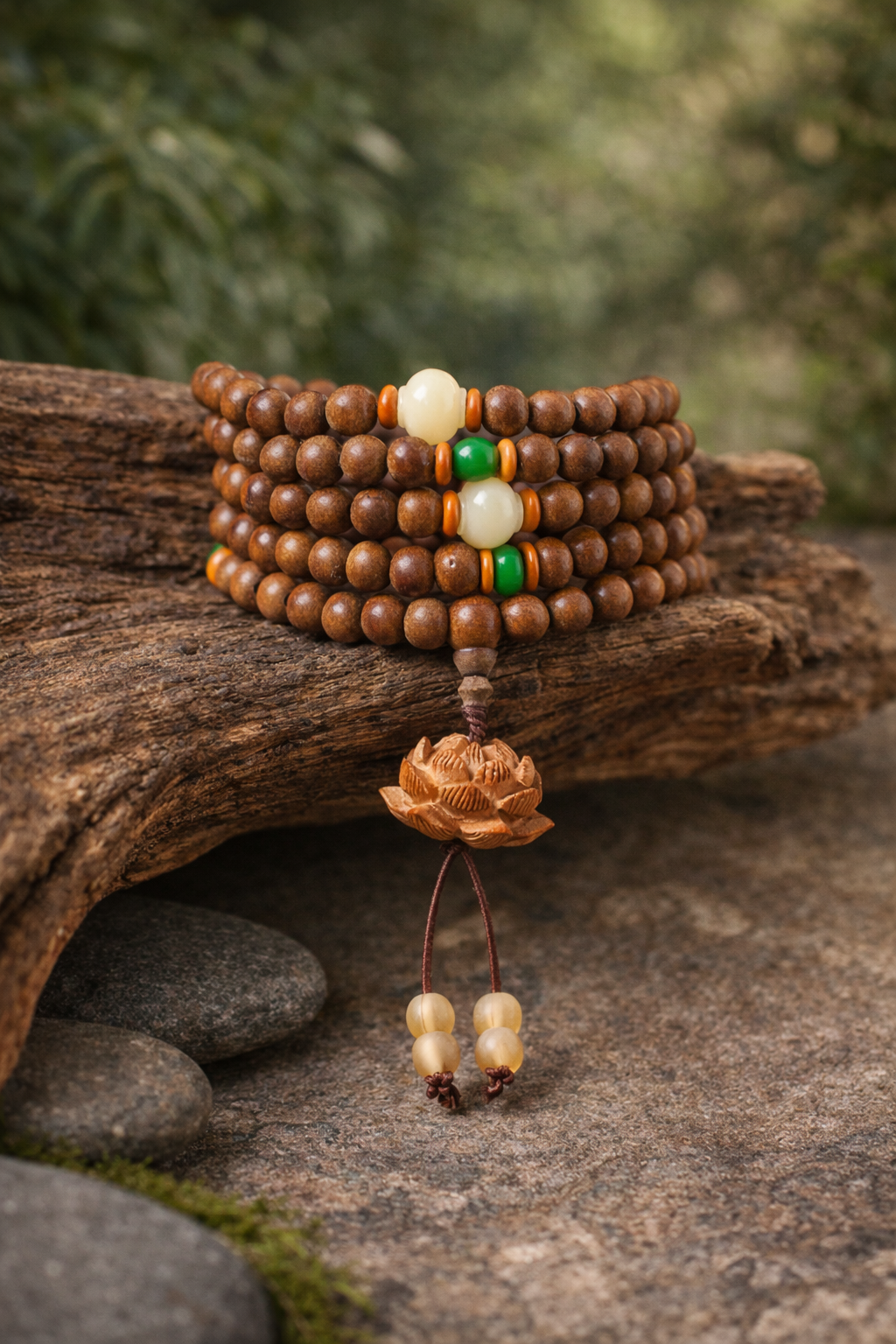 108 Mala Beads Peach Prayer Meditation Bracelet