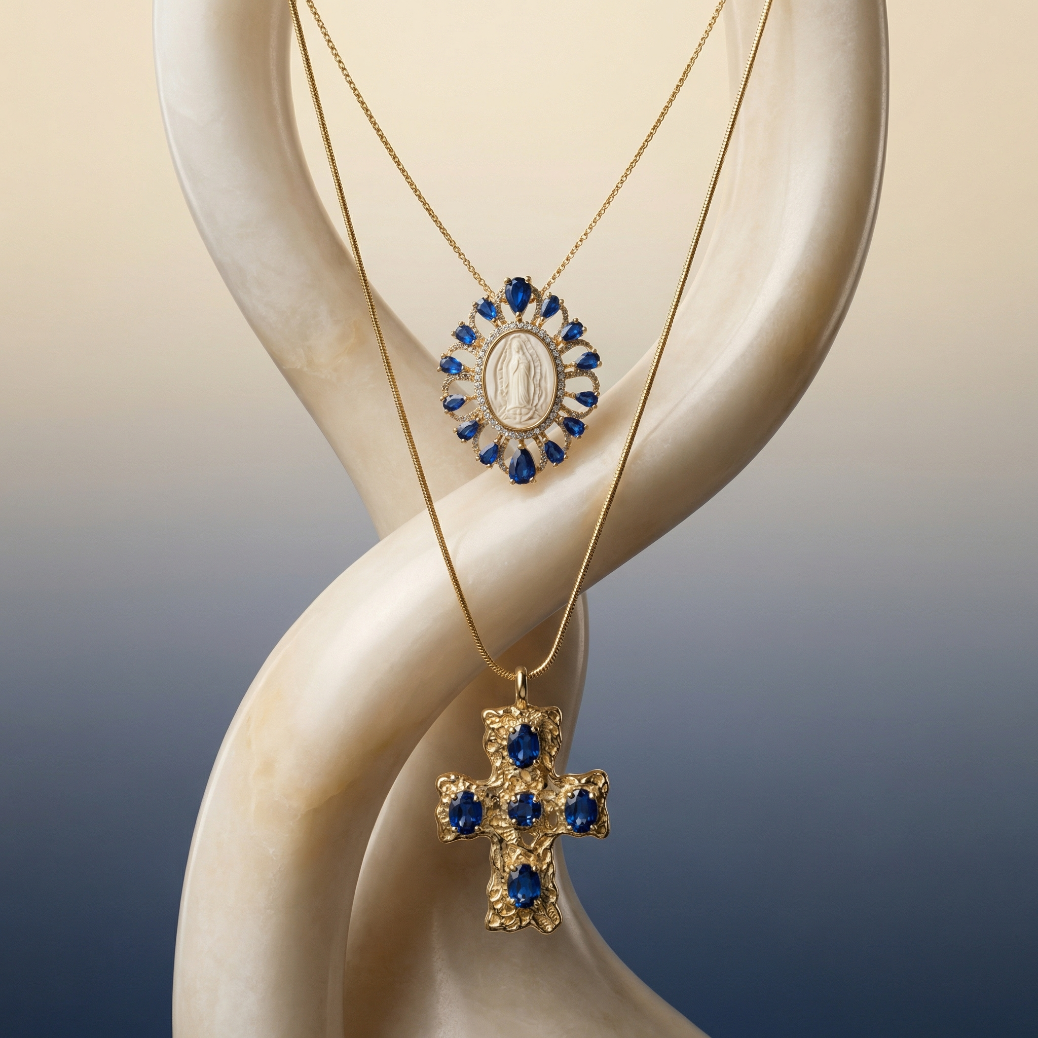Cross and Virgin Mary Necklaces