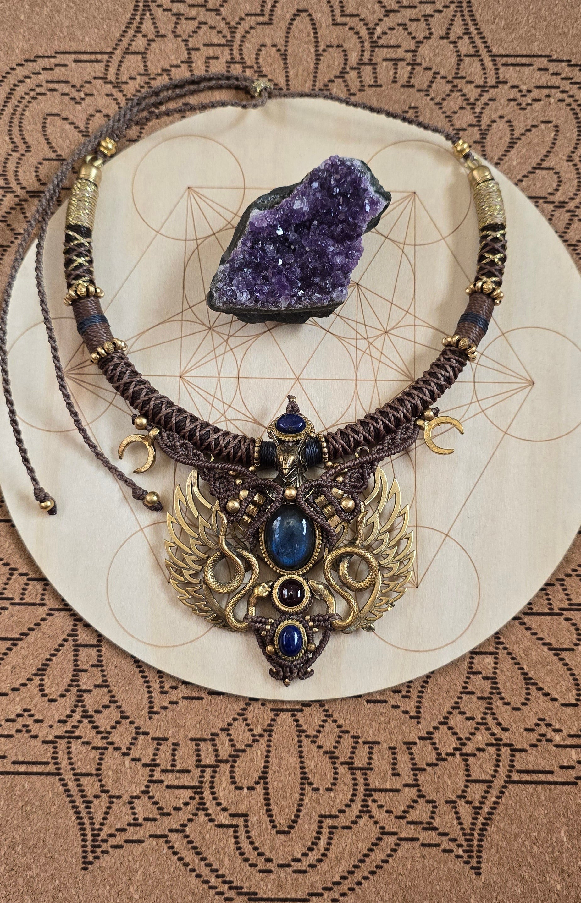 Aegis of the Moonfire Macrame Necklace
