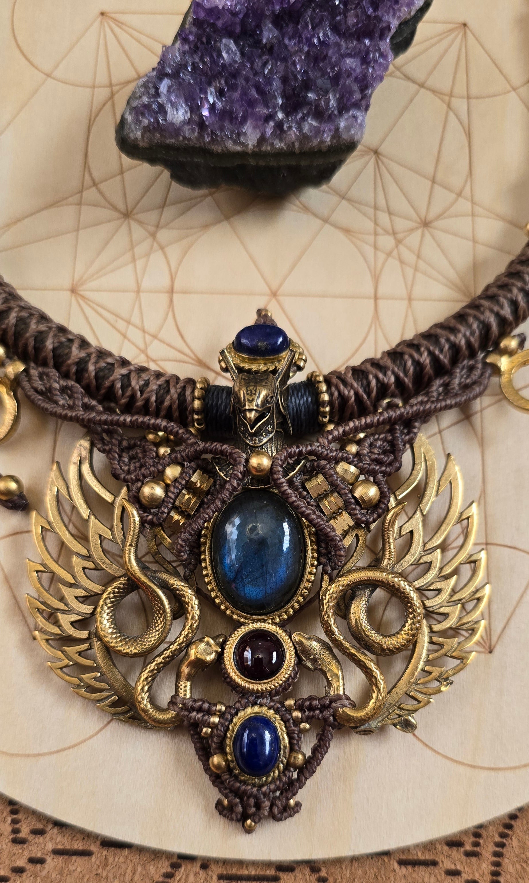 Aegis of the Moonfire Macrame Necklace