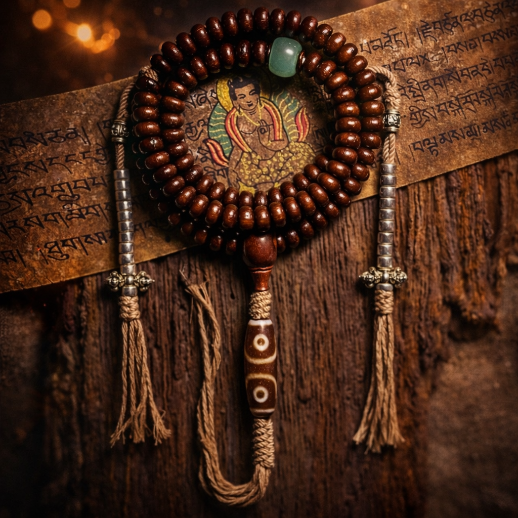 Tibet Mala Beads with Three-eyed Dzi