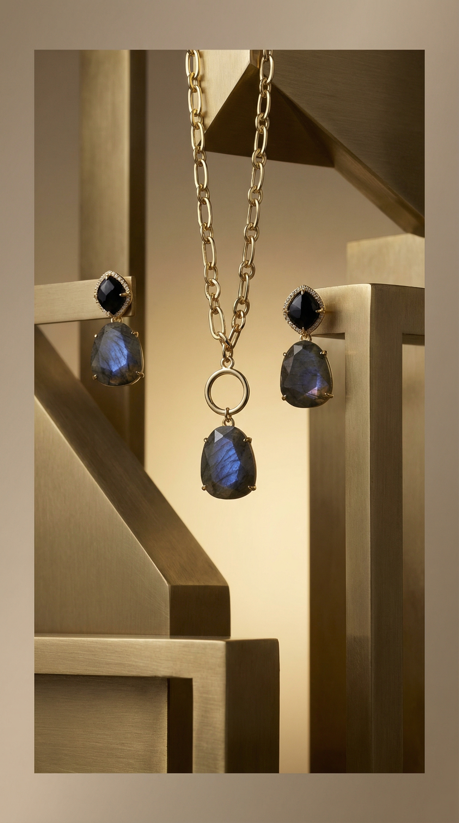 Labradorite & Black Agate Set
