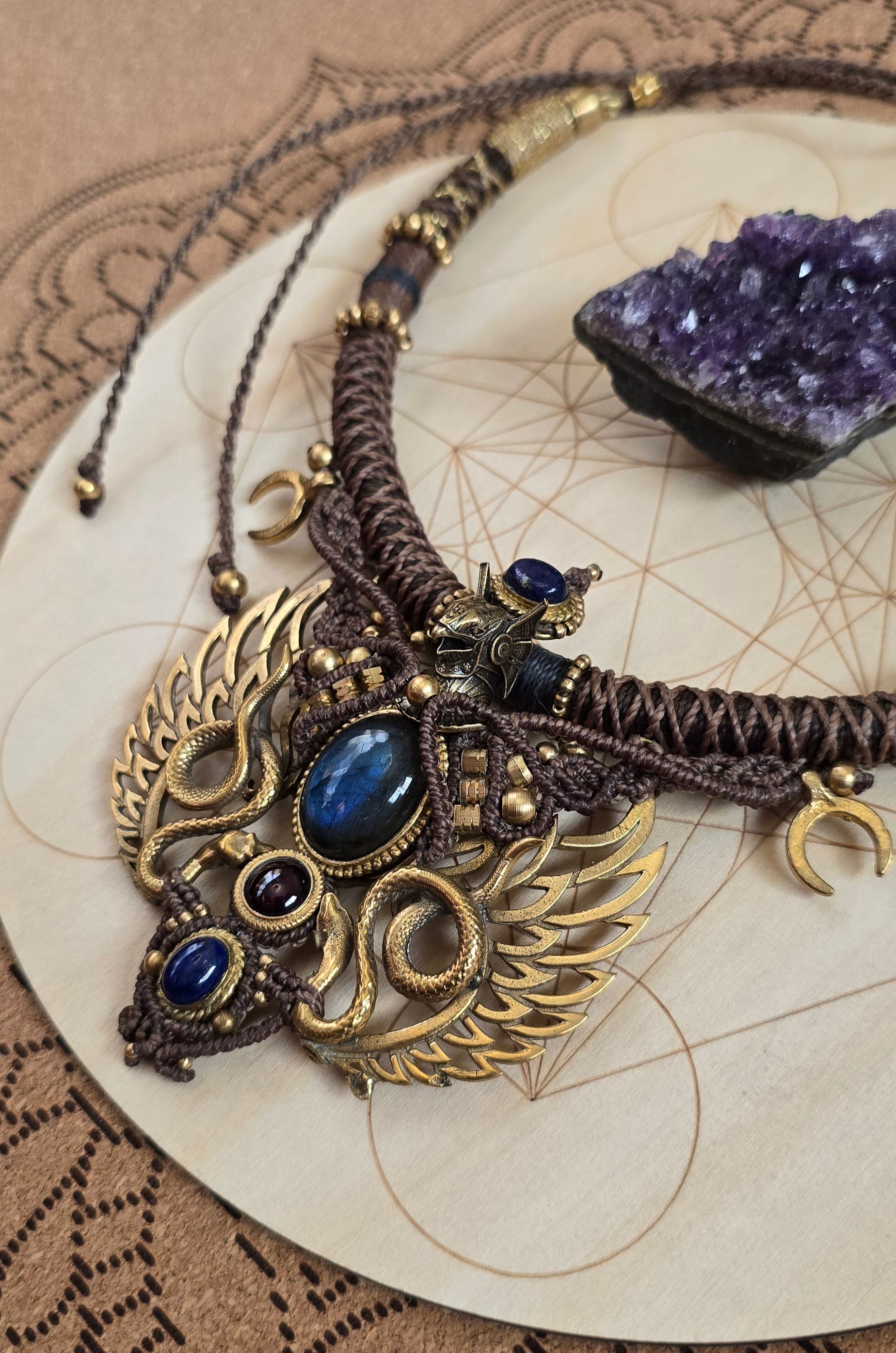Aegis of the Moonfire Macrame Necklace