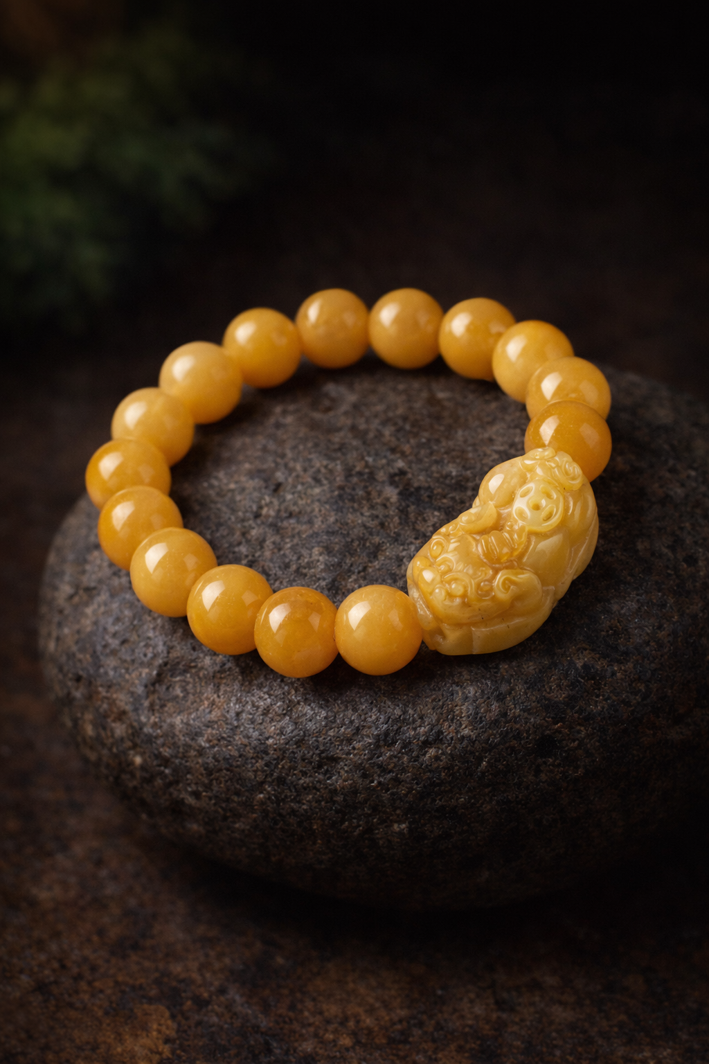 Golden Silk Jade Pixiu Wealth Bracelet