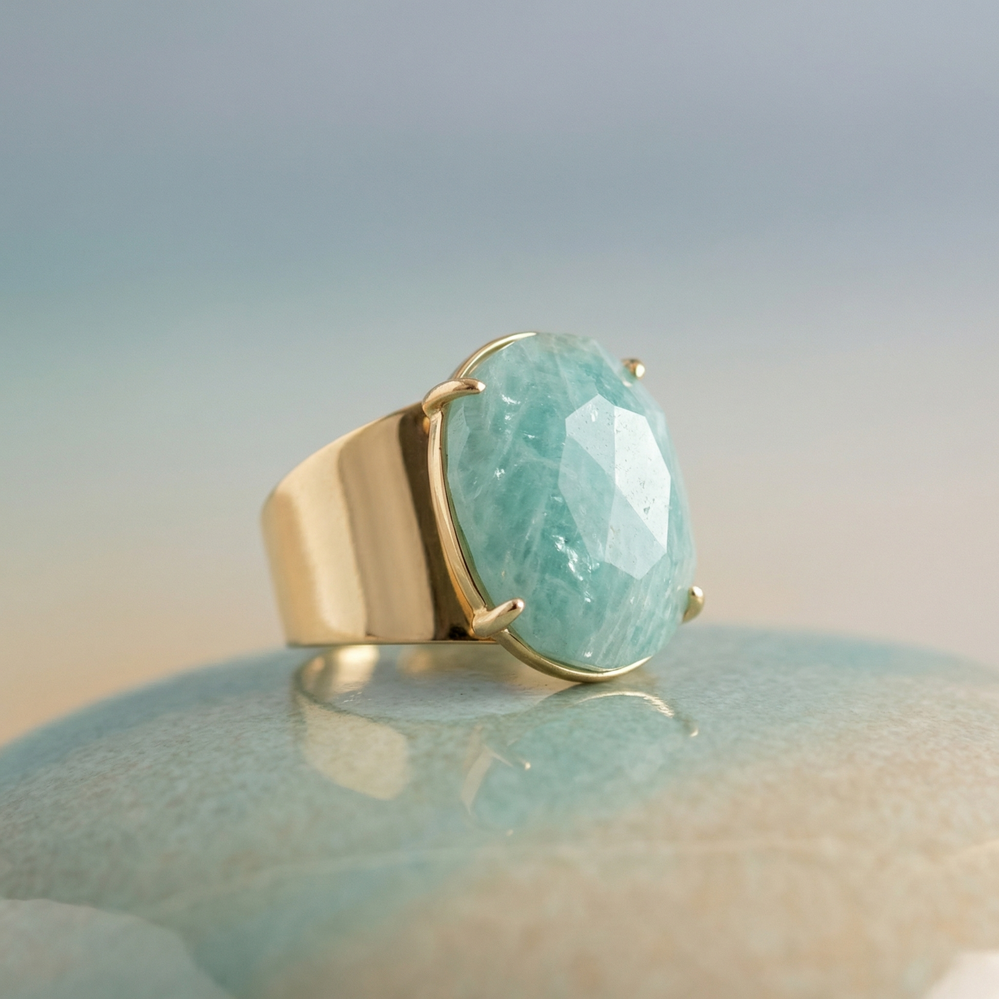 Gold - Plated Amazonite Ring