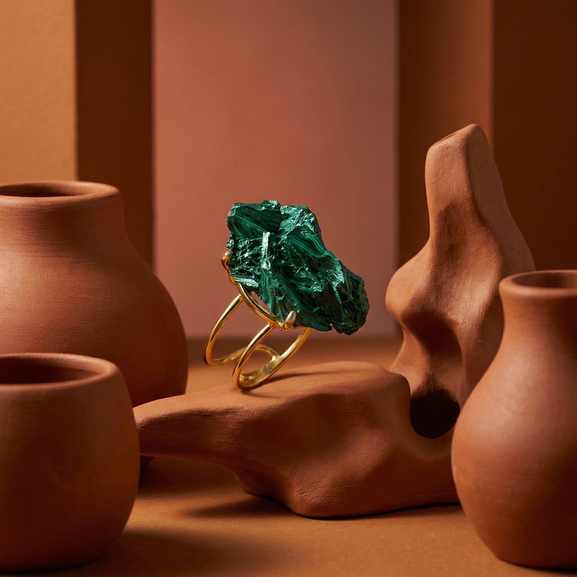 Gold - Plated Malachite Ring