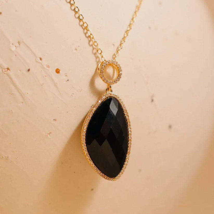 Gold-Plated Black Onyx Necklace