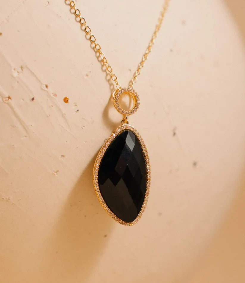 Gold-Plated Black Onyx Necklace