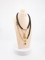 Men's Black Stone Beaded Necklace with Gold Star Pendant – Multi-Layer Chain Necklace – Handmade Statement Jewelry – Celestial & Mystical Design