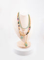 Beaded Necklace with Green Gemstone Pendant – Handmade African-Inspired Jewelry with Stainless Steel Charm – Unisex Spiritual Gift