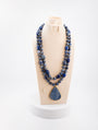 Lapis Lazuli Double Strand Necklace with Teardrop Pendant – Natural Blue Gemstone Statement Jewelry for Women – Handmade Boho Healing Crystal Necklace