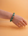 Green Malachite Beaded Bracelet – Natural Stone Gemstone Stretch Bracelet with Silver Accents – Handmade Jewelry for Women & Men – Healing Crystal Gift