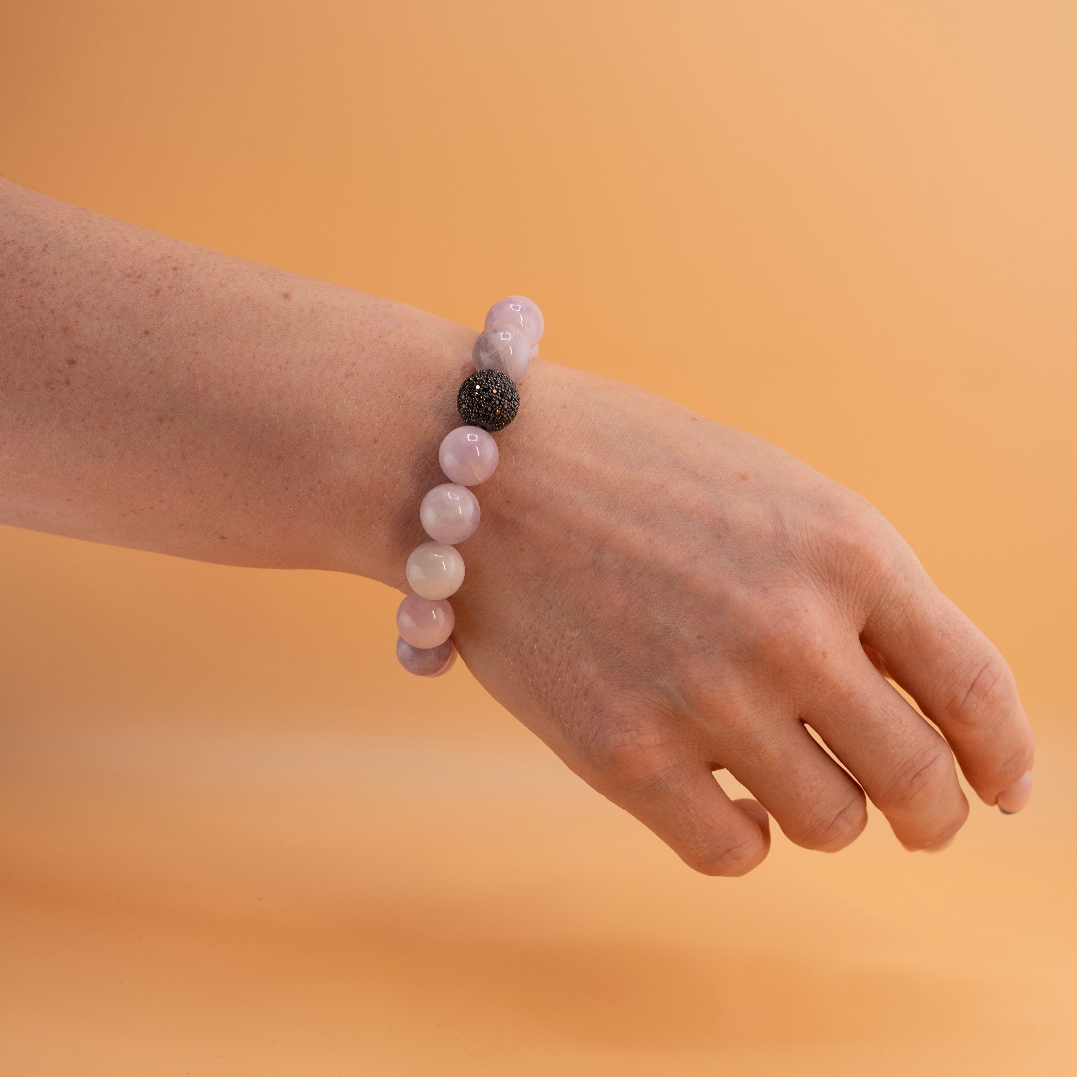 Pink Fluorite Crystal Beaded Bracelet – Handmade Healing Jewelry with Silver Accents for Love & Calm