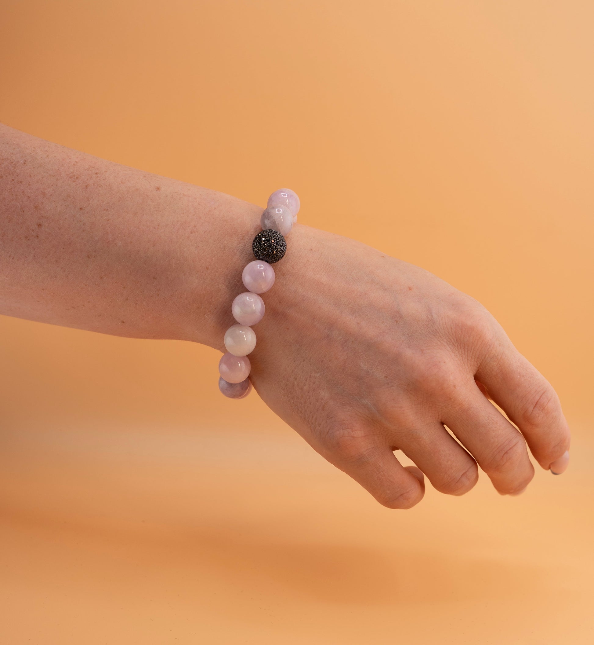 Pink Fluorite Crystal Beaded Bracelet – Handmade Healing Jewelry with Silver Accents for Love & Calm