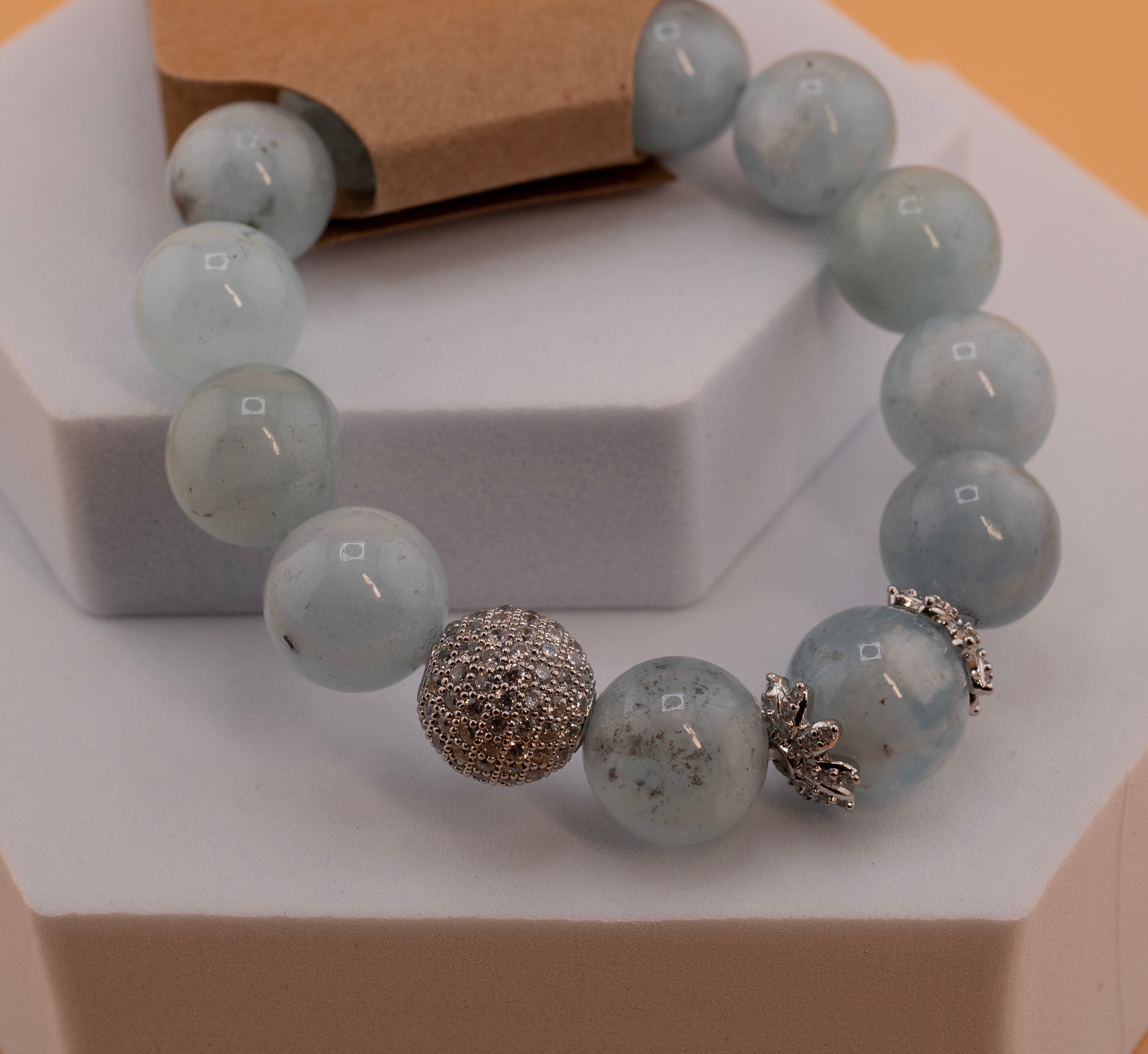 Angelite Crystal Beaded Bracelet – Handmade Stretch Bracelet for Peace, Protection & Spiritual Connection - Best gift for Valentine