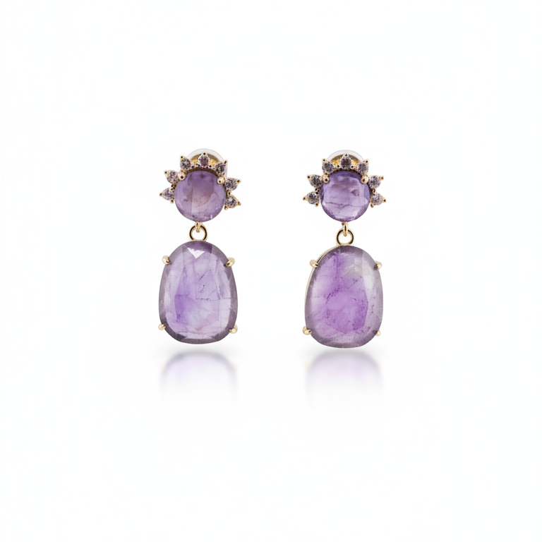 Gold - Plated Amethyst Earing