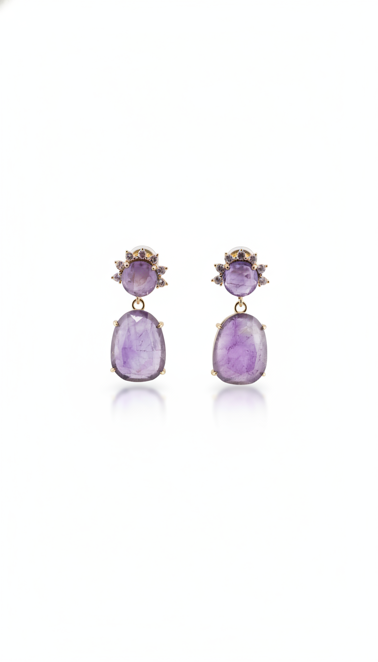 Gold - Plated Amethyst Earing
