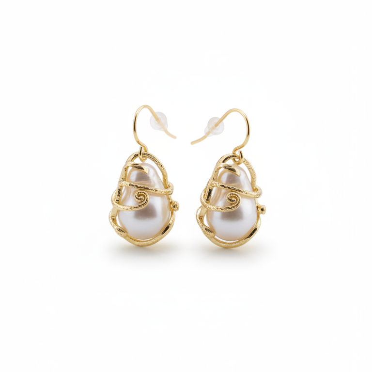 Gold - Plated Baroque Pearl Earing