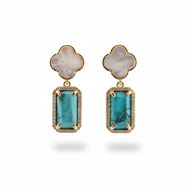 Gold- Plated Turquoise Earrings
