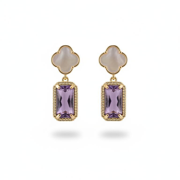 Gold - Plating Amethyst & Pearl