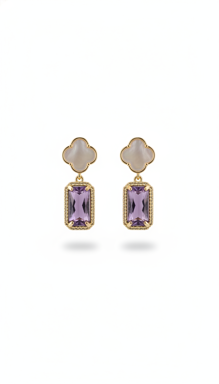 Gold - Plating Amethyst & Pearl