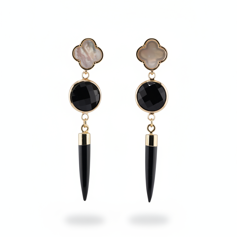 Black Onyx & Pearl Earrings
