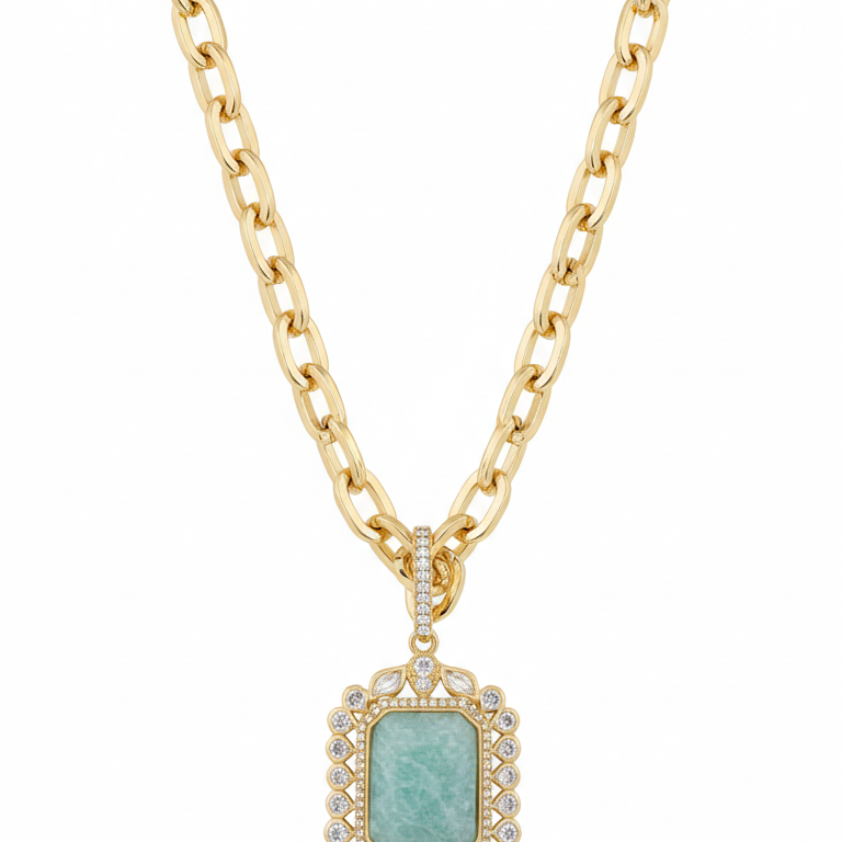 Gold - Plated Amazonite Necklace