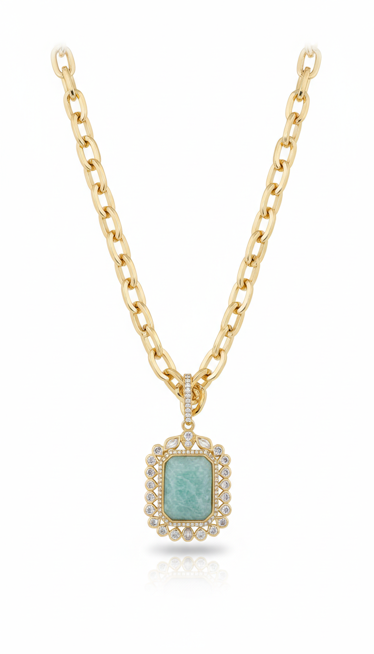 Gold - Plated Amazonite Necklace