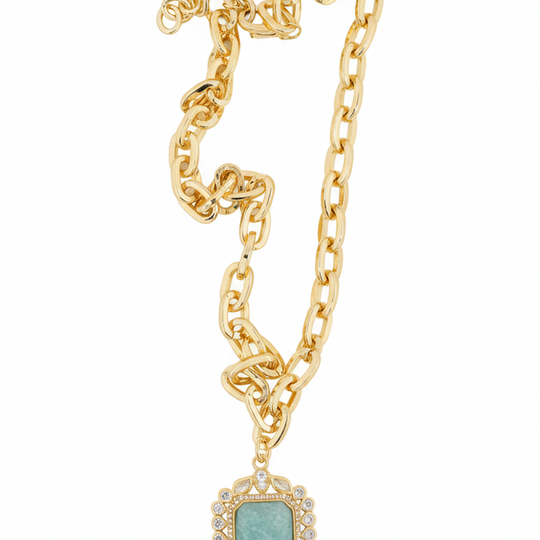 Gold - Plated Amazonite Necklace