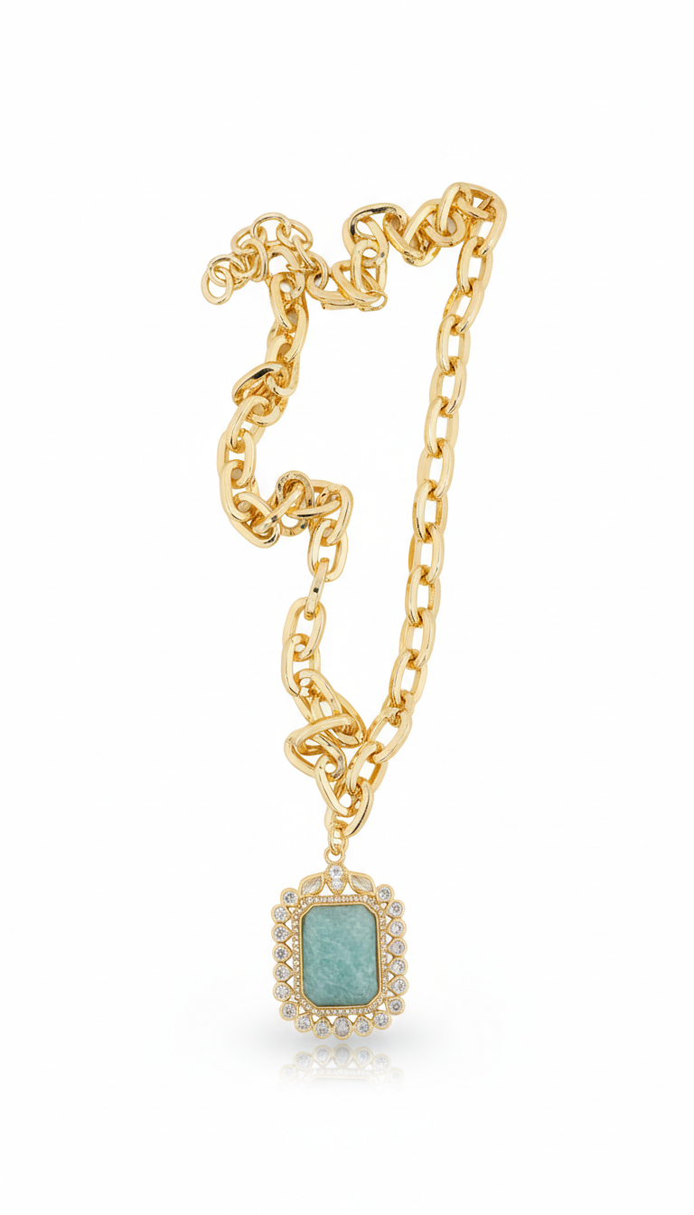 Gold - Plated Amazonite Necklace