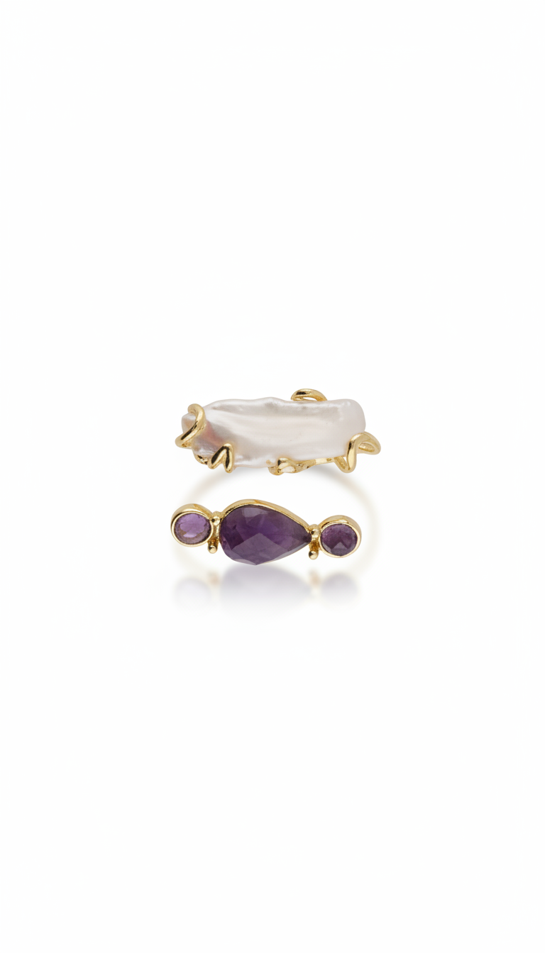 Gold - Plated Amethyst & Pearl