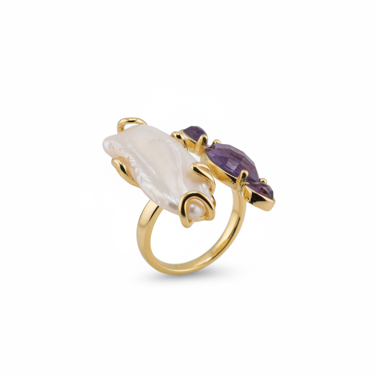 Gold - Plated Amethyst & Pearl