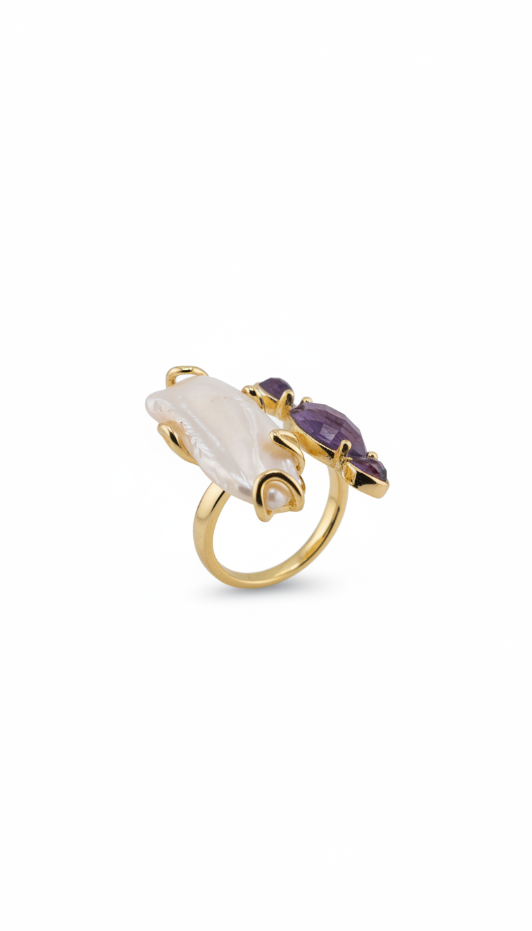Gold - Plated Amethyst & Pearl
