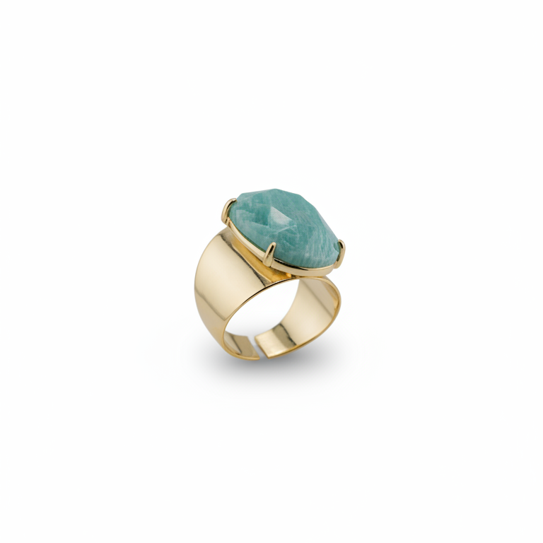 Gold - Plated Amazonite Ring
